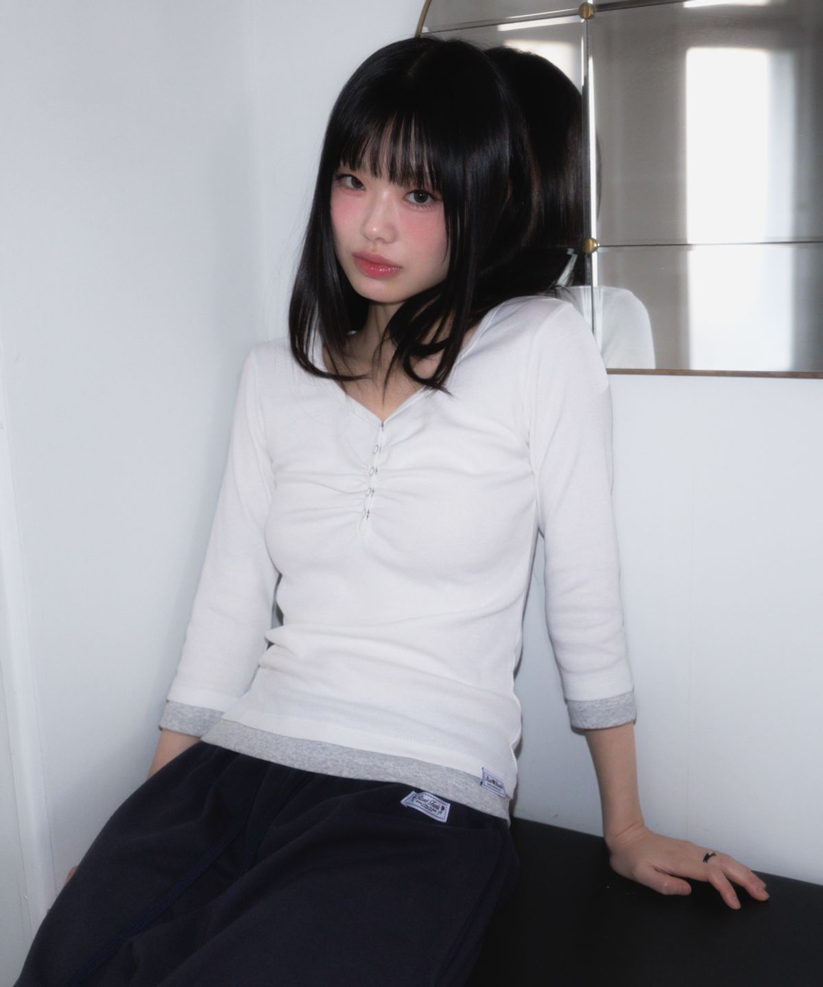 로제프란츠(ROSEFRANTZ) Shirring Button Layered Long Sleeve [Ivory]