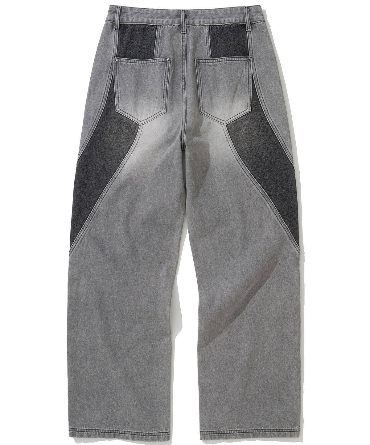낫포너드(NOT4NERD) Two Tone Curved Denim Pants - Black