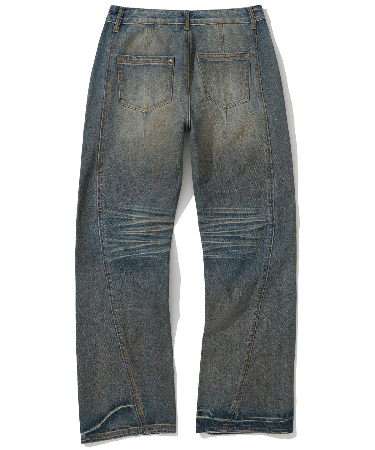 낫포너드(NOT4NERD) Warped Seam Flare Fit Denim Pants - Deep Blue