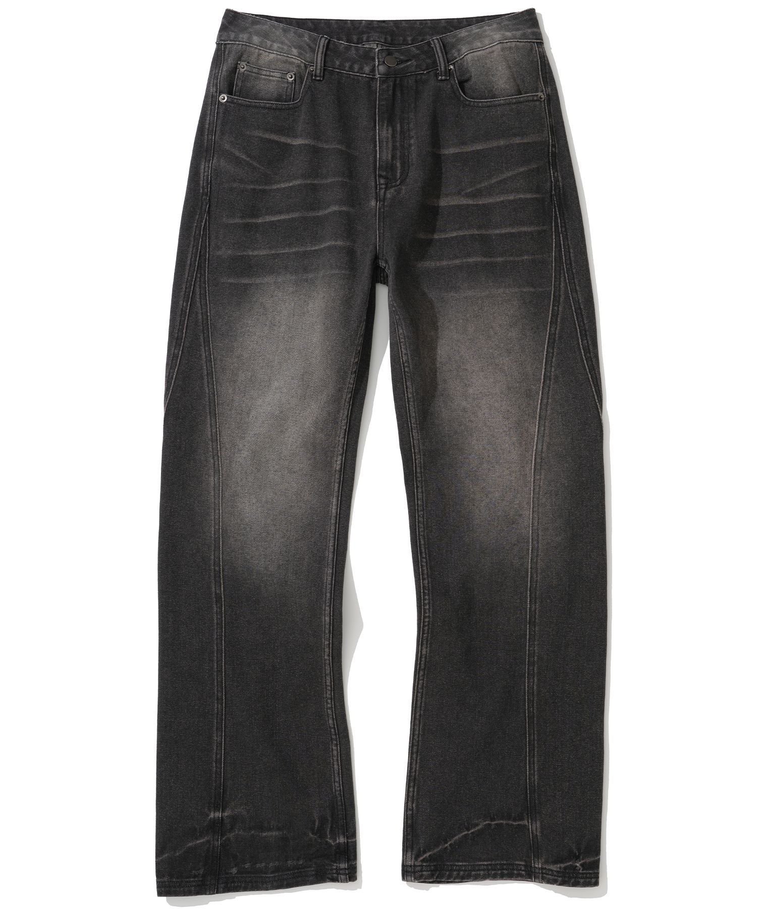 MUSINSA公式 | NOT4NERD Warped Seam Flare Fit Denim Pants - Black