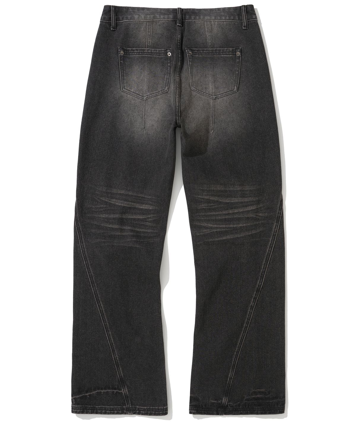 낫포너드(NOT4NERD) Warped Seam Flare Fit Denim Pants - Black