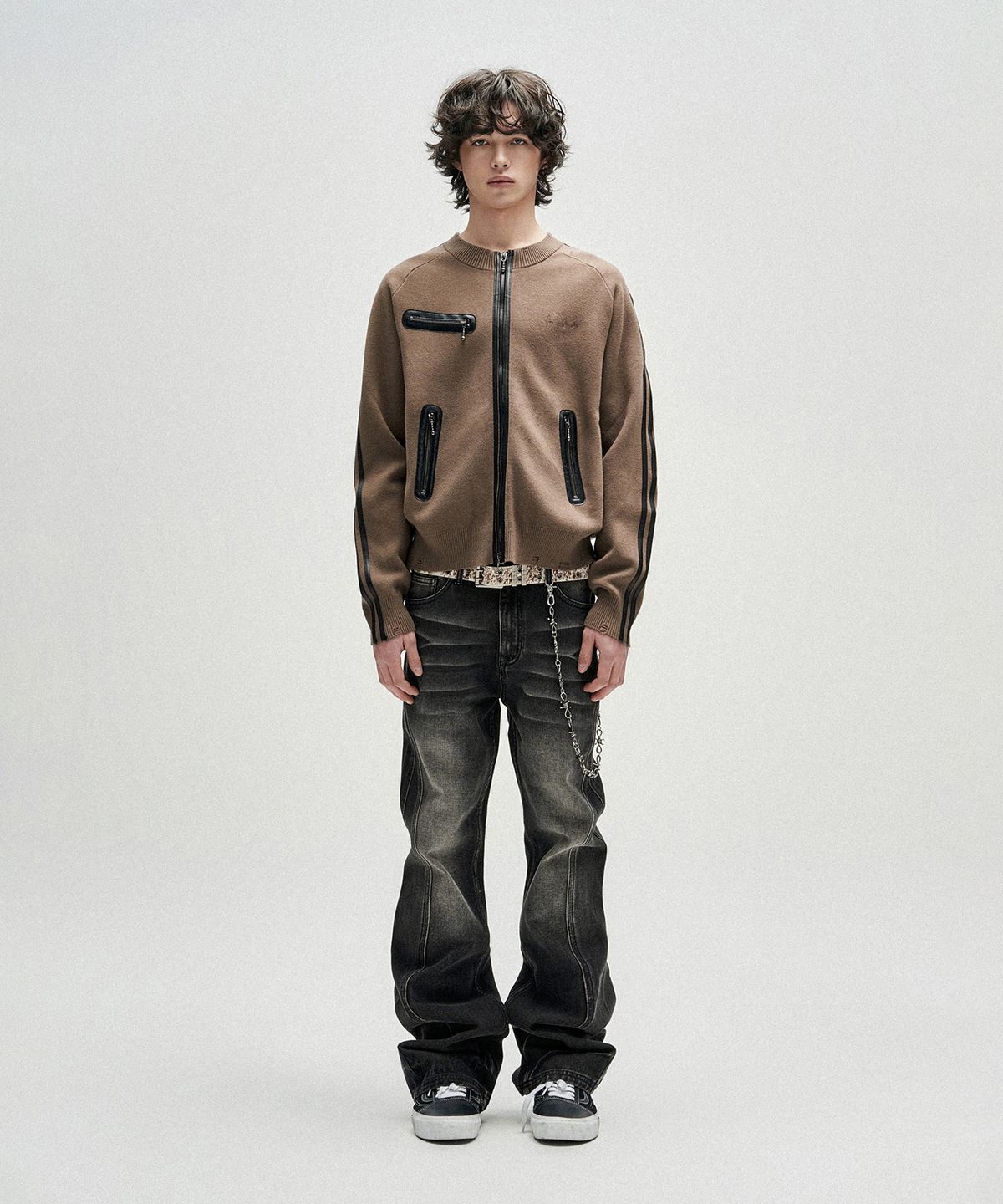 낫포너드(NOT4NERD) Warped Seam Flare Fit Denim Pants - Black