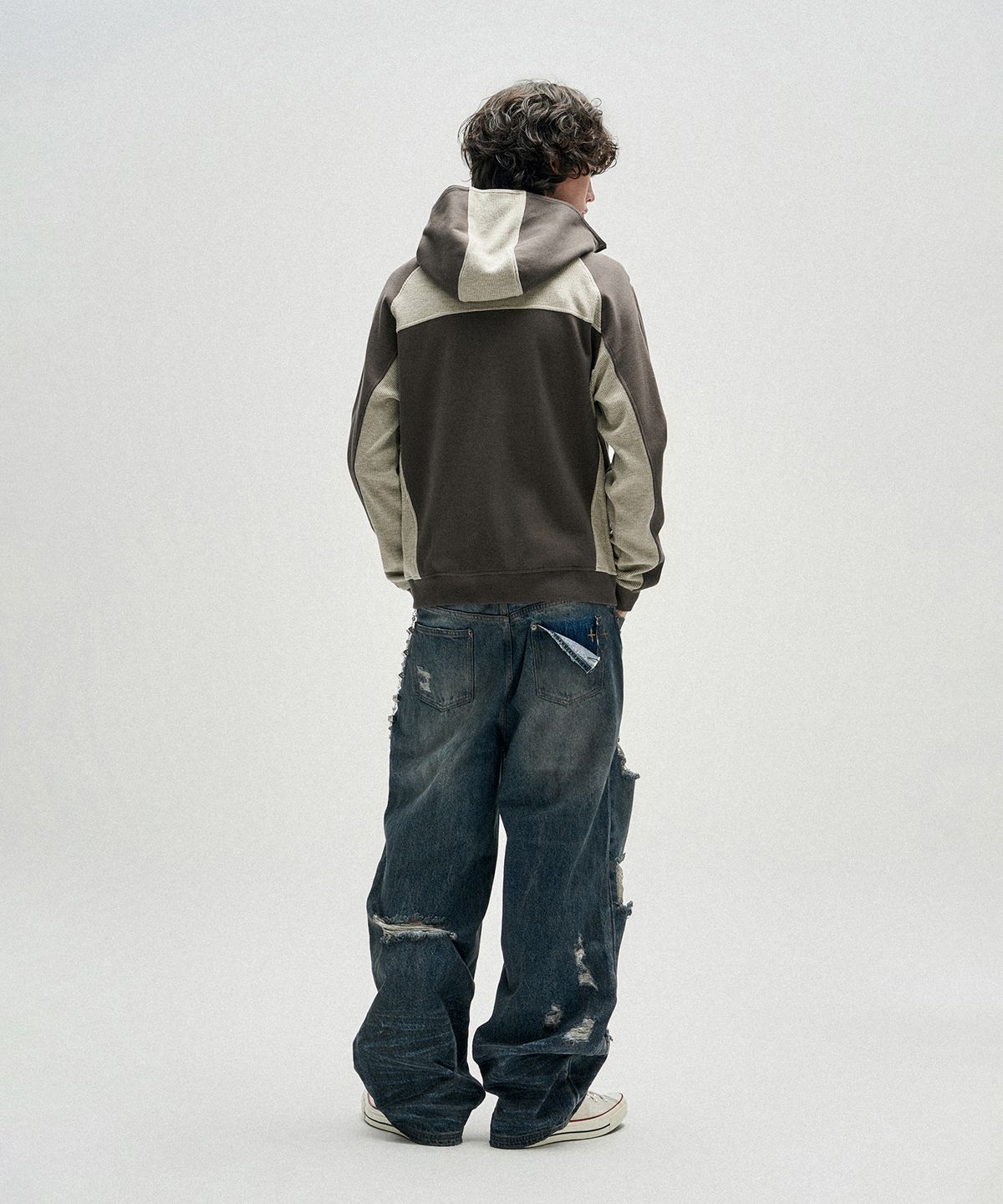 낫포너드(NOT4NERD) Hidden Symbol Distressed Denim Pants - Deep Blue