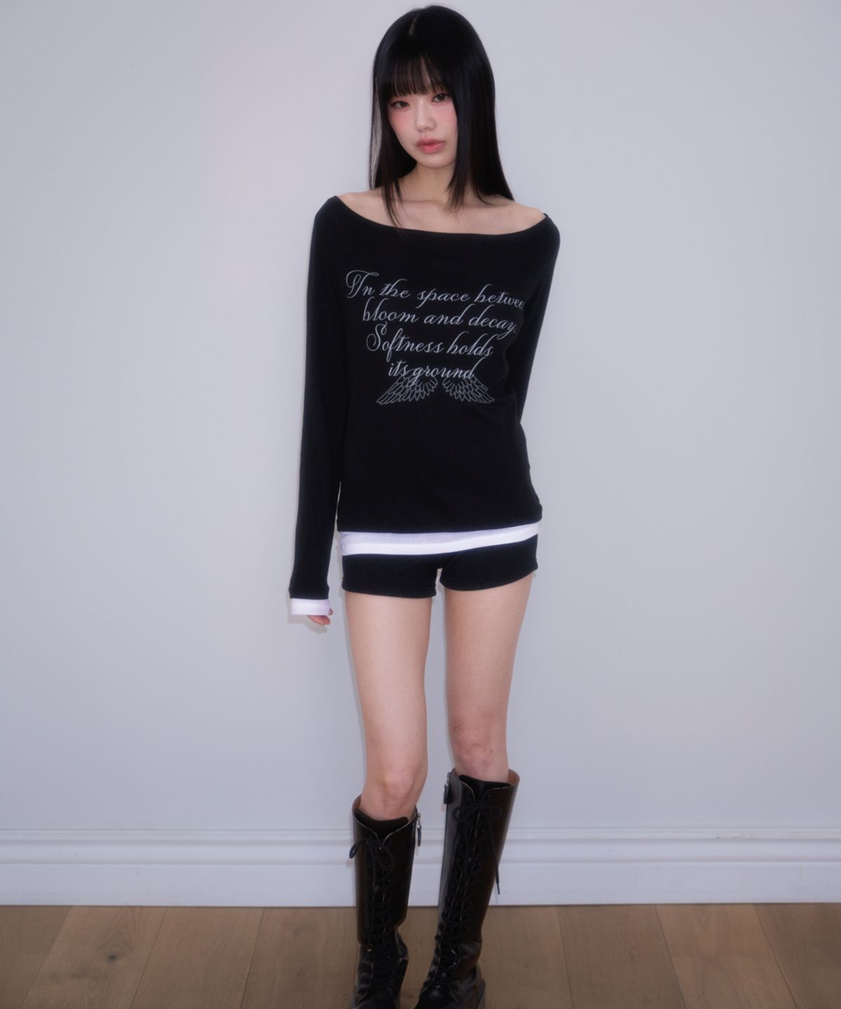 로제프란츠(ROSEFRANTZ) Lettering Angel Long Sleeve [Black]