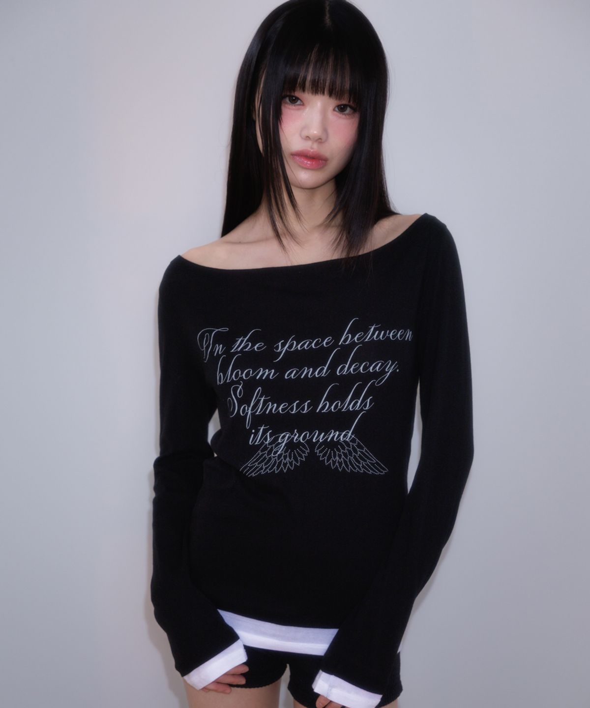 로제프란츠(ROSEFRANTZ) Lettering Angel Long Sleeve [Black]