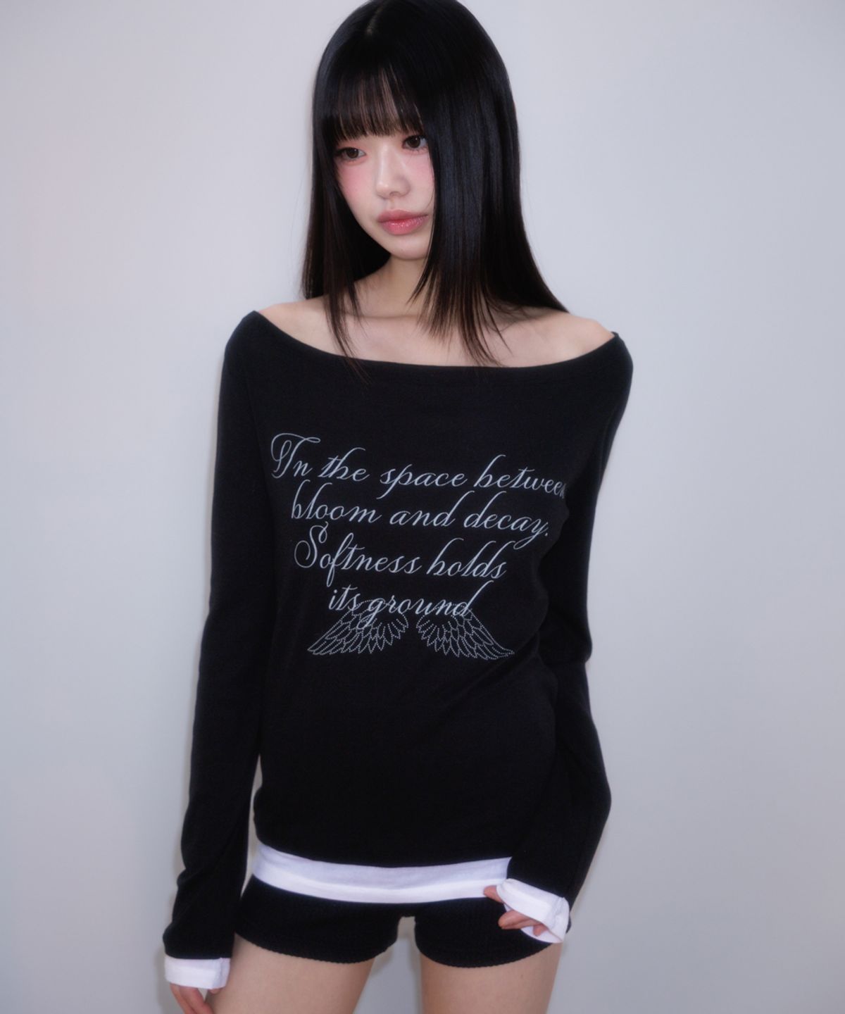 로제프란츠(ROSEFRANTZ) Lettering Angel Long Sleeve [Black]