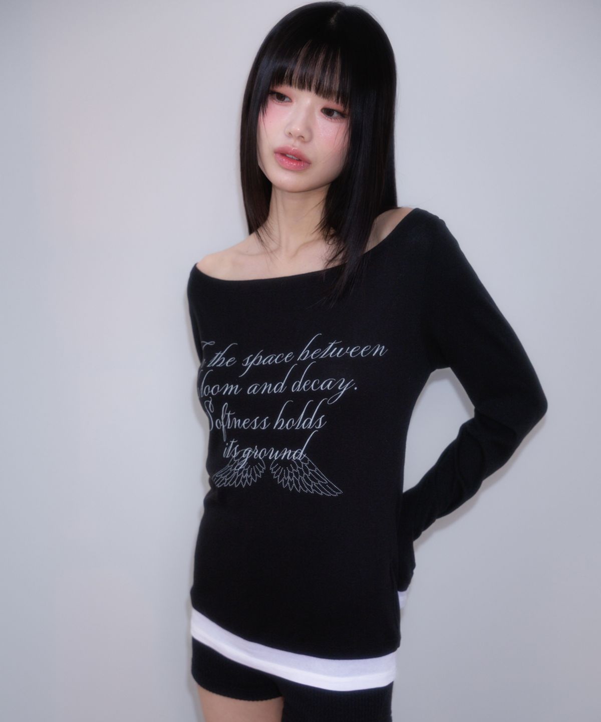 로제프란츠(ROSEFRANTZ) Lettering Angel Long Sleeve [Black]
