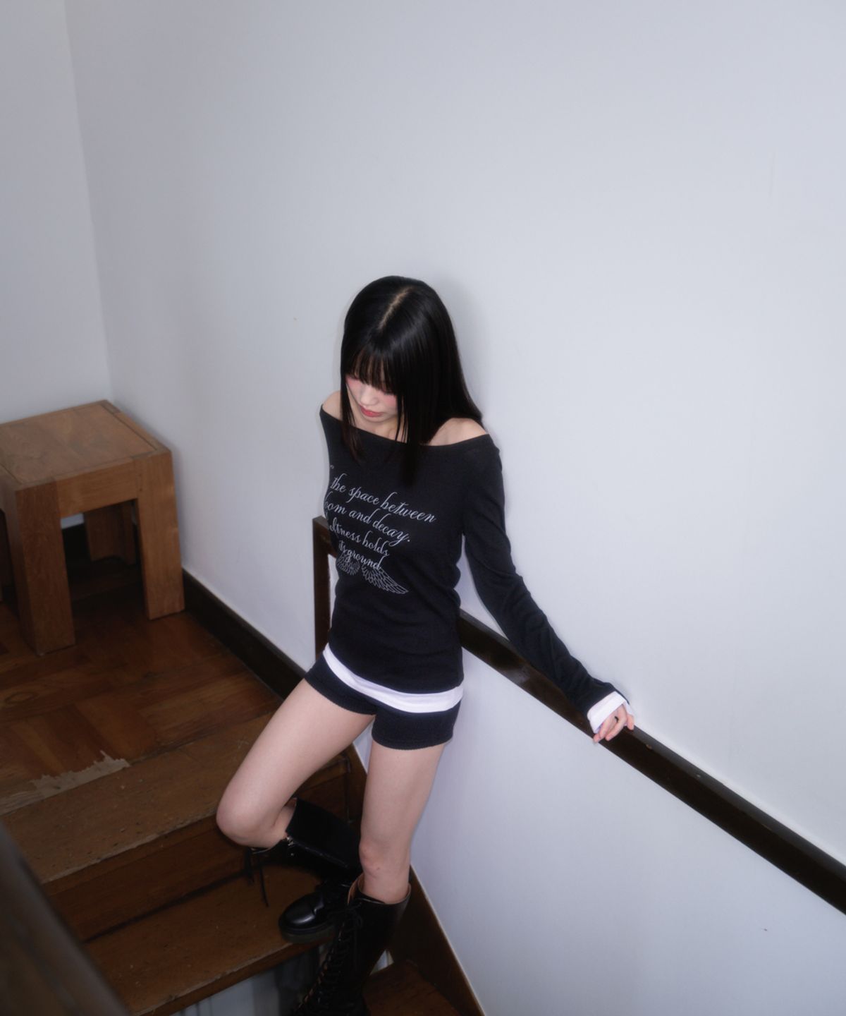 로제프란츠(ROSEFRANTZ) Lettering Angel Long Sleeve [Black]