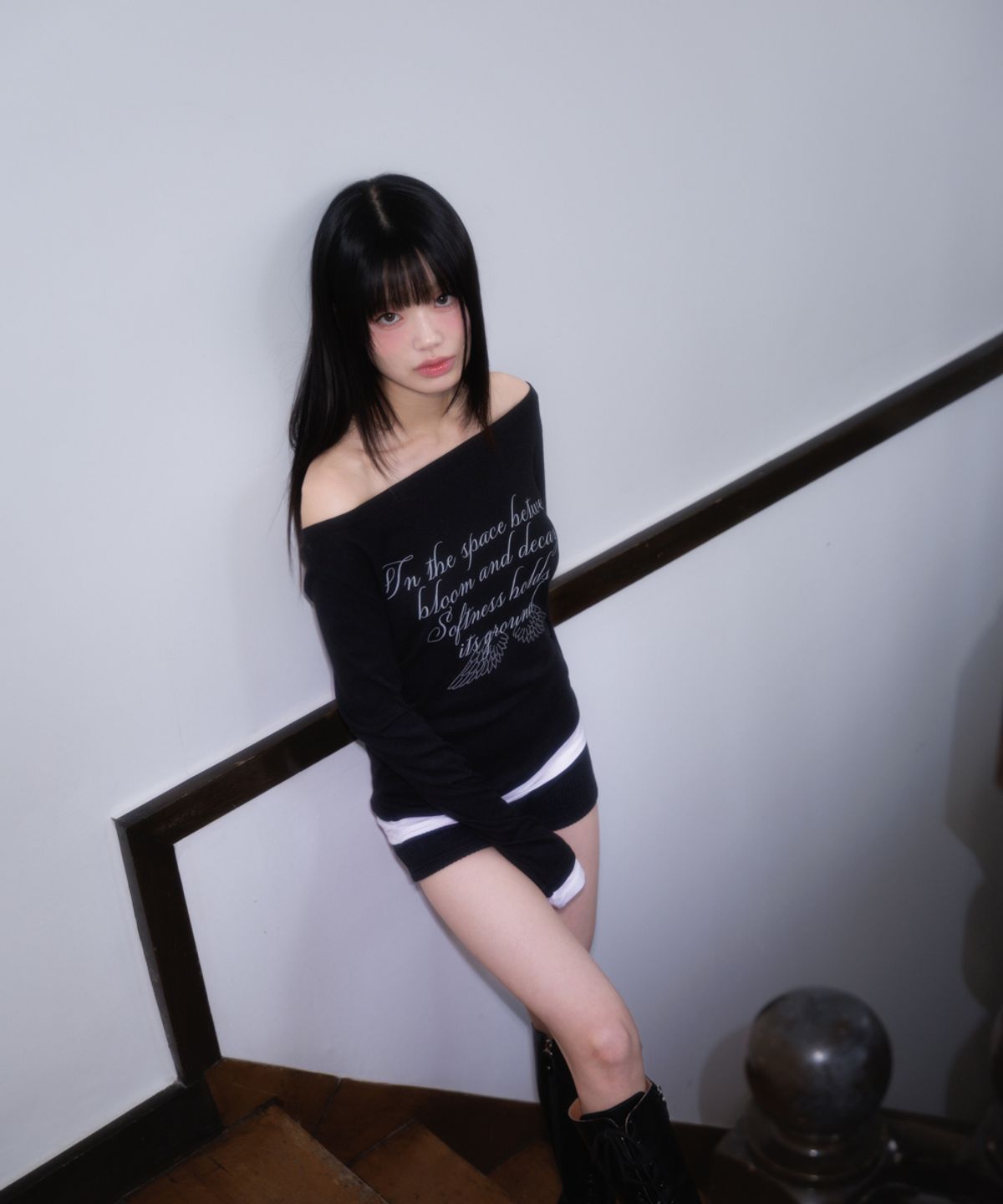 로제프란츠(ROSEFRANTZ) Lettering Angel Long Sleeve [Black]