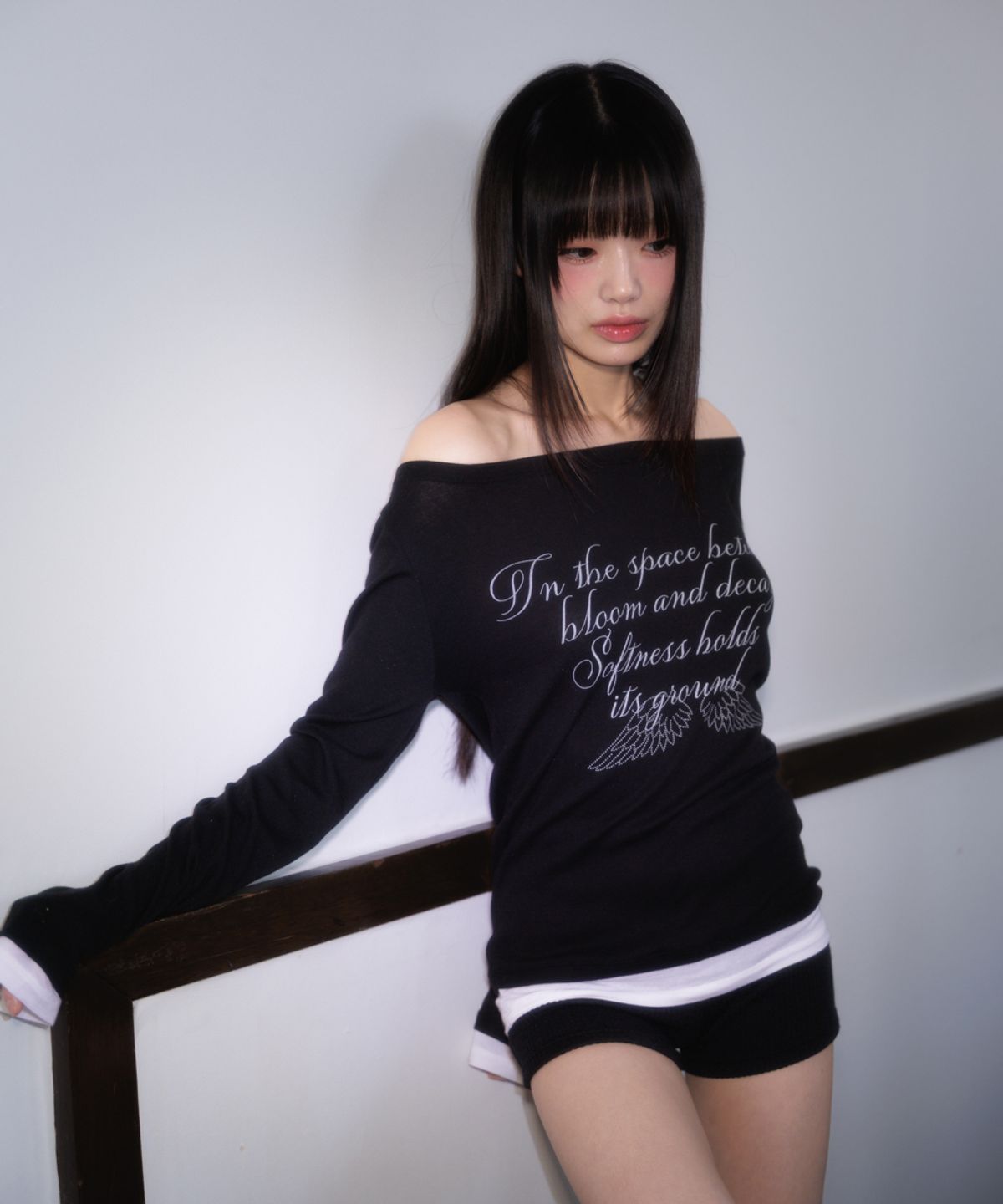 로제프란츠(ROSEFRANTZ) Lettering Angel Long Sleeve [Black]