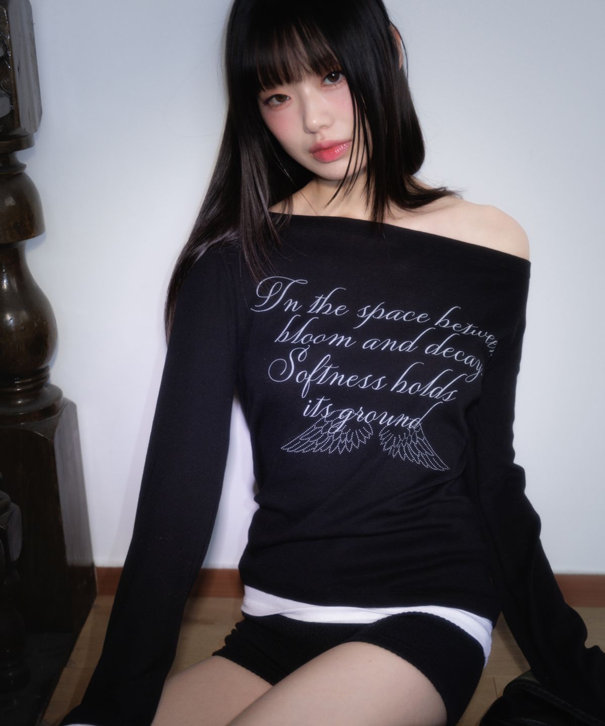 로제프란츠(ROSEFRANTZ) Lettering Angel Long Sleeve [Black]