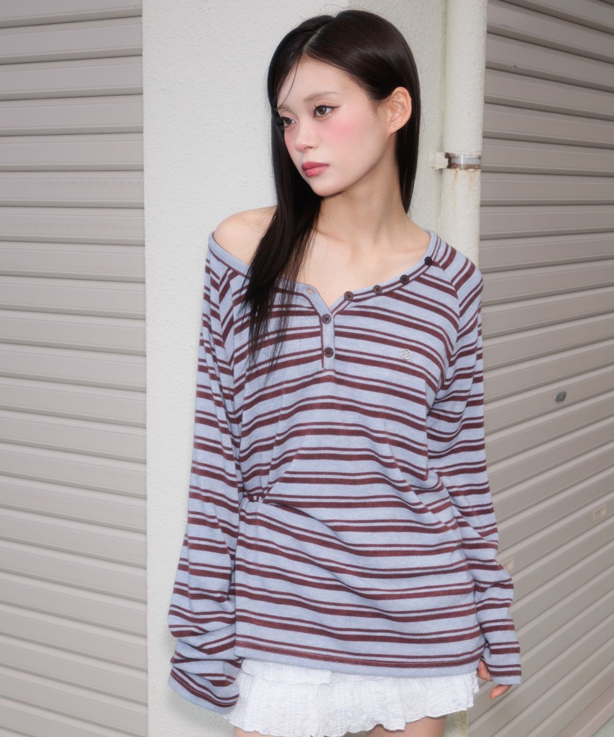 로제프란츠(ROSEFRANTZ) Stripe Button Long Sleeve [Blue]