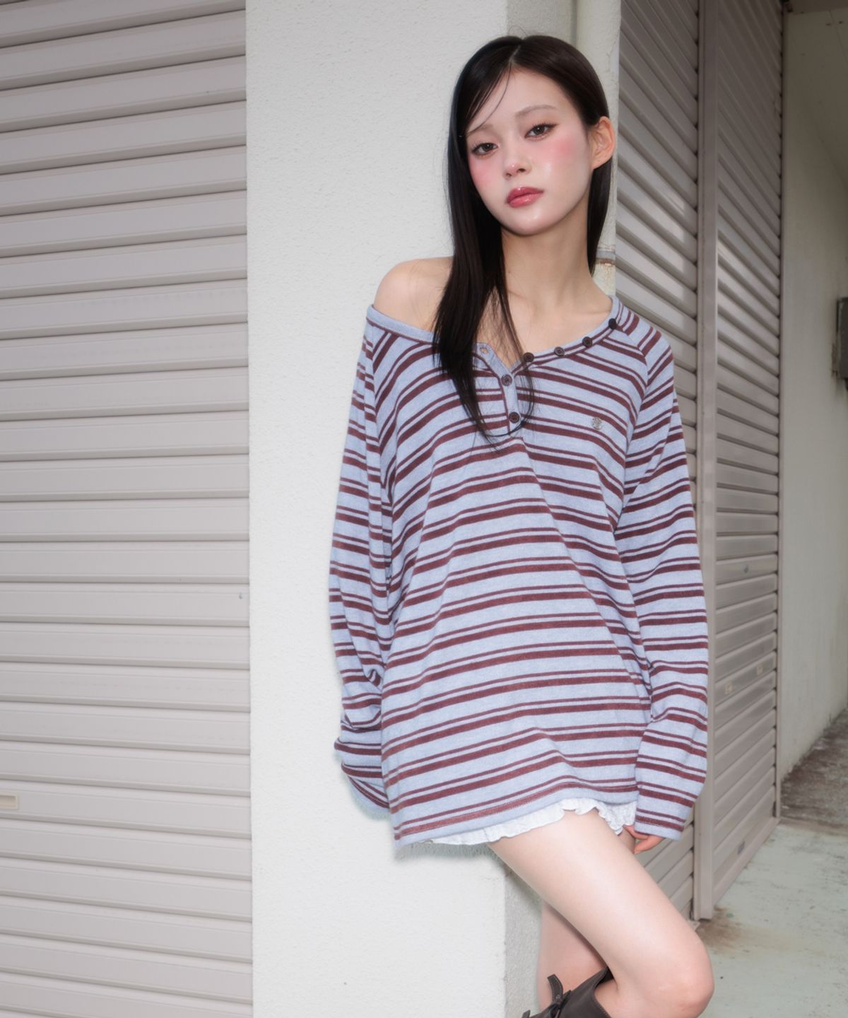 로제프란츠(ROSEFRANTZ) Stripe Button Long Sleeve [Blue]