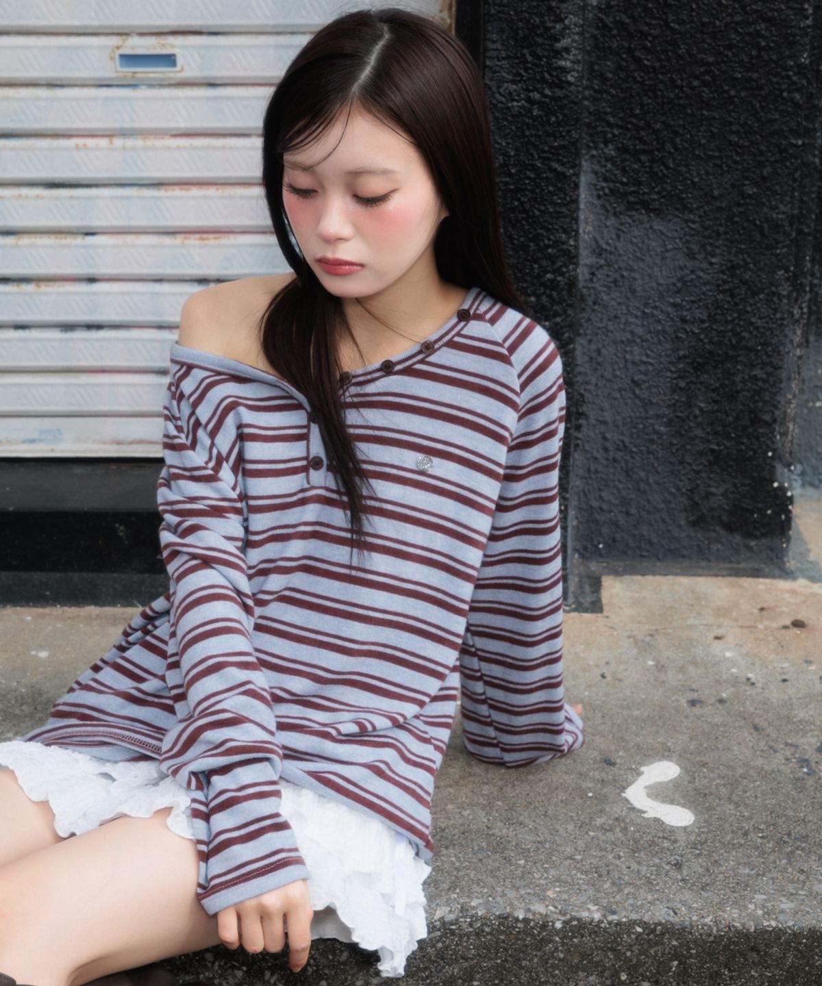 로제프란츠(ROSEFRANTZ) Stripe Button Long Sleeve [Blue]