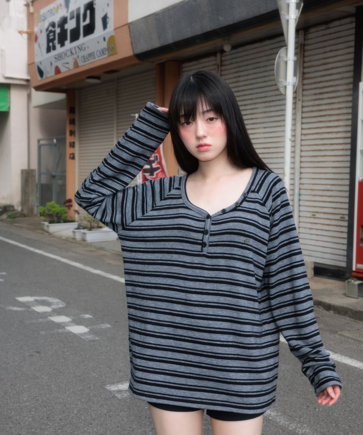 로제프란츠(ROSEFRANTZ) Stripe Button Long Sleeve [Black]