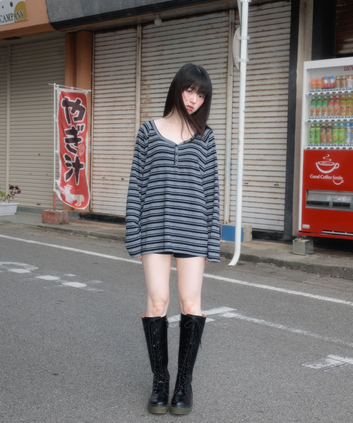 로제프란츠(ROSEFRANTZ) Stripe Button Long Sleeve [Black]