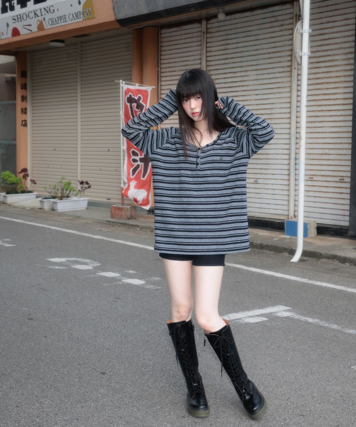 로제프란츠(ROSEFRANTZ) Stripe Button Long Sleeve [Black]
