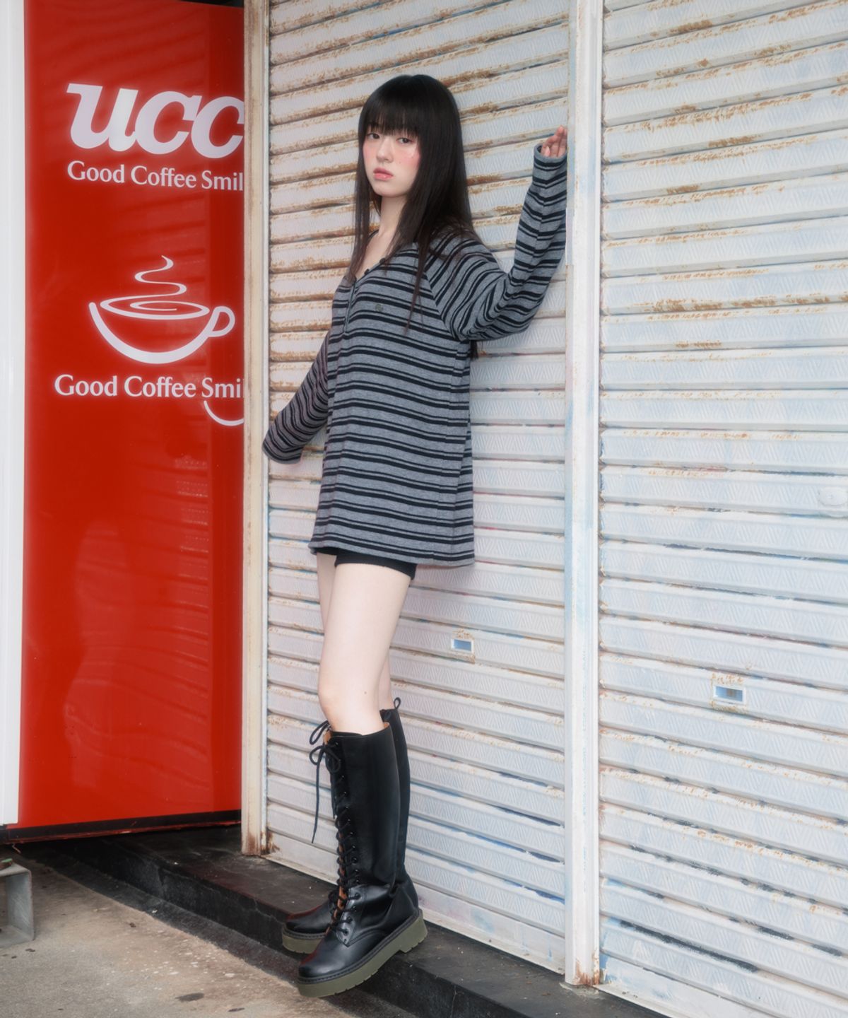 로제프란츠(ROSEFRANTZ) Stripe Button Long Sleeve [Black]