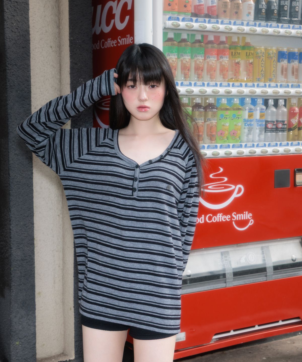 로제프란츠(ROSEFRANTZ) Stripe Button Long Sleeve [Black]