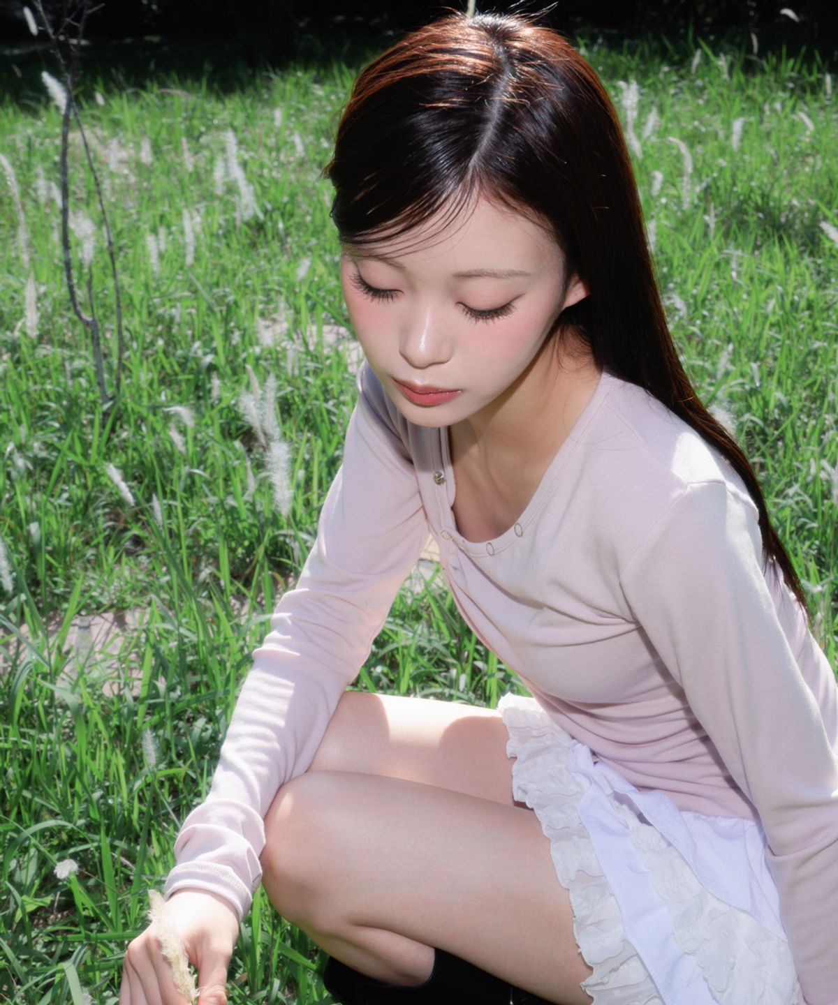 로제프란츠(ROSEFRANTZ) Unbalanced Shirring Long Sleeve [Pink]
