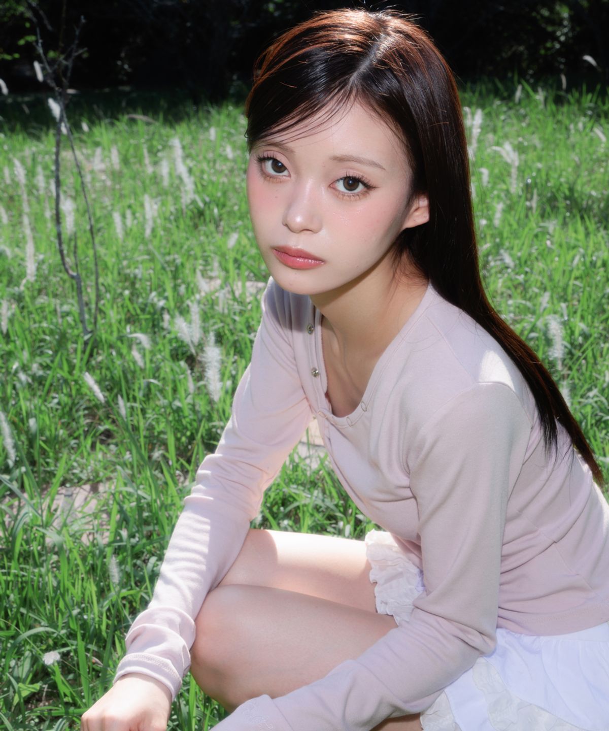 로제프란츠(ROSEFRANTZ) Unbalanced Shirring Long Sleeve [Pink]