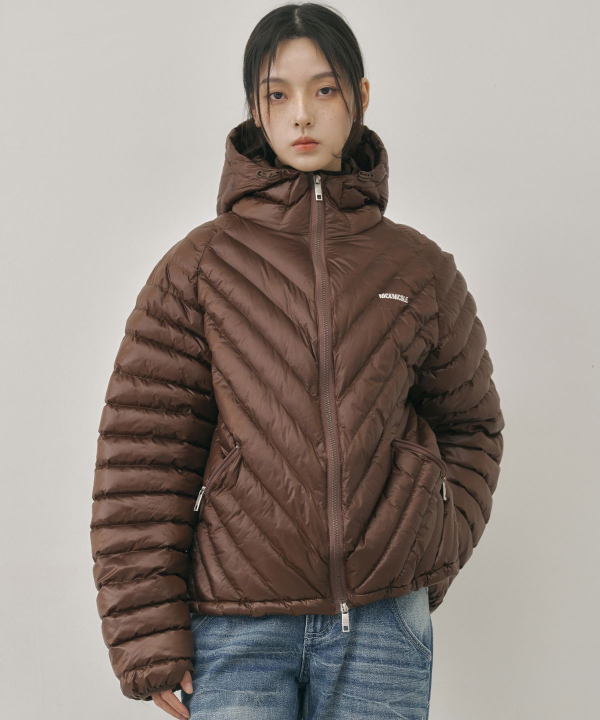 닉앤니콜(NICK&NICOLE) NICOLE LIGHT WEIGHT HOODY PADDING_BROWN