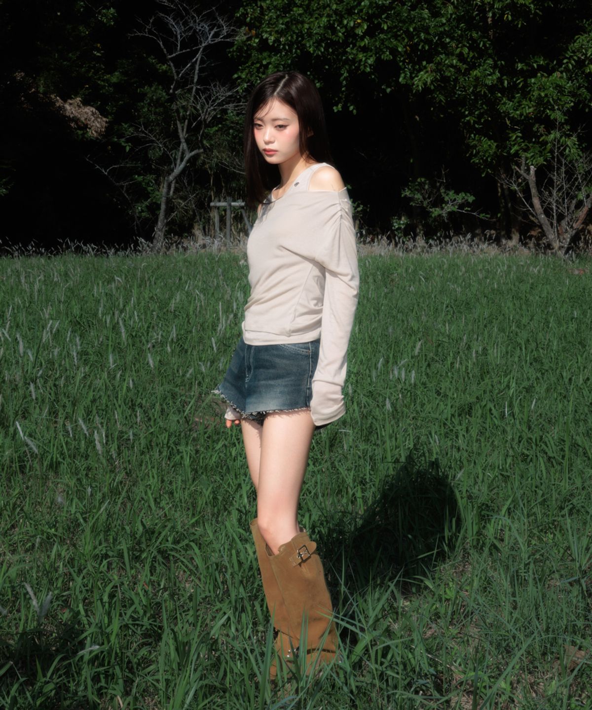 로제프란츠(ROSEFRANTZ) Layered Shirring Long Sleeve [Beige]