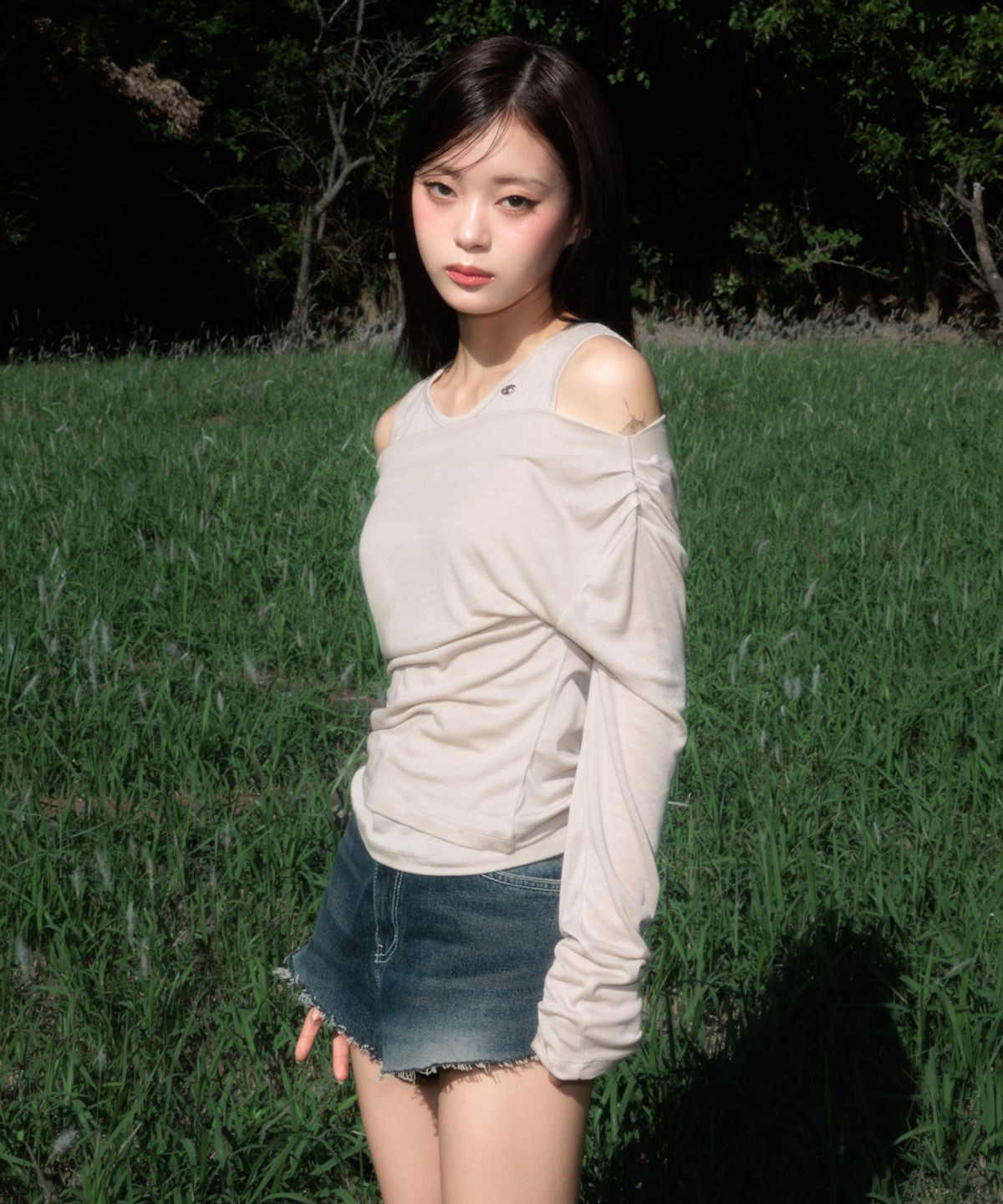 로제프란츠(ROSEFRANTZ) Layered Shirring Long Sleeve [Beige]