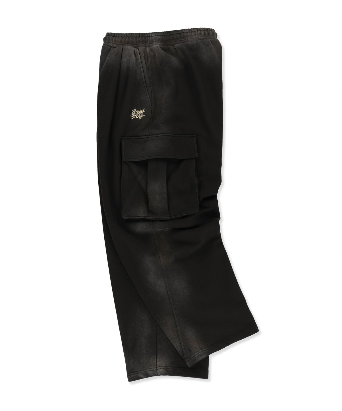 브라운브레스(BROWNBREATH) CRUSH TAG WASHED CARGO PANTS - BLACK
