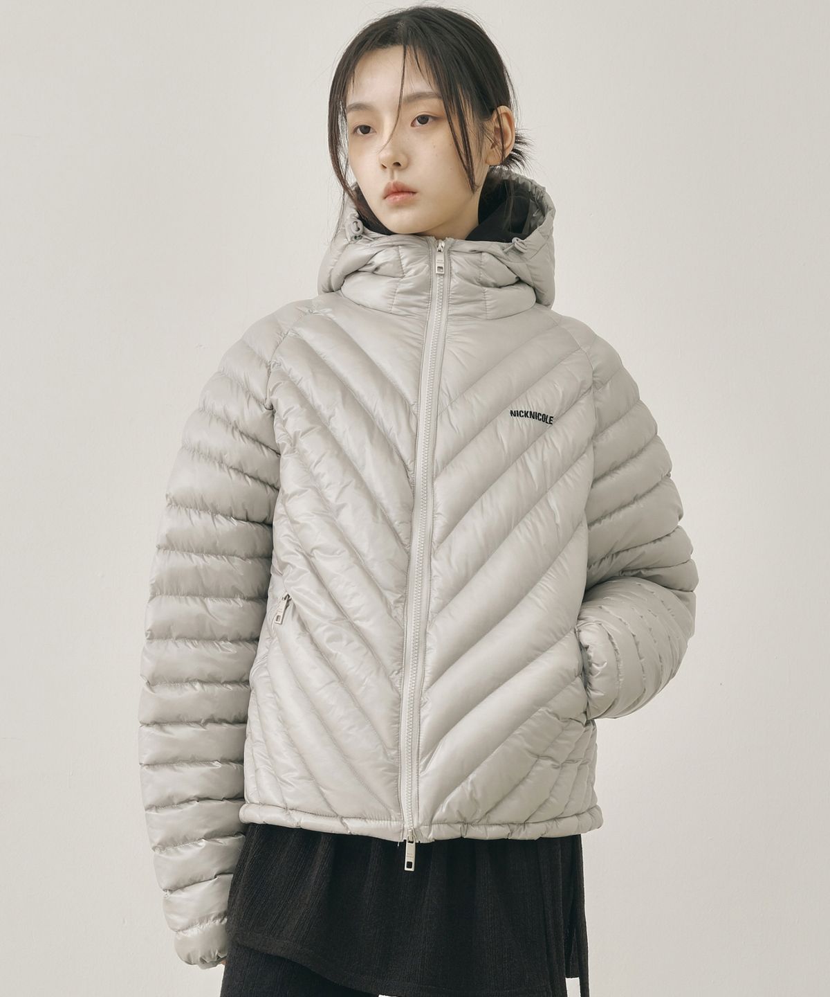 닉앤니콜(NICK&NICOLE) NICOLE LIGHT WEIGHT HOODY PADDING_LIGHT GRAY