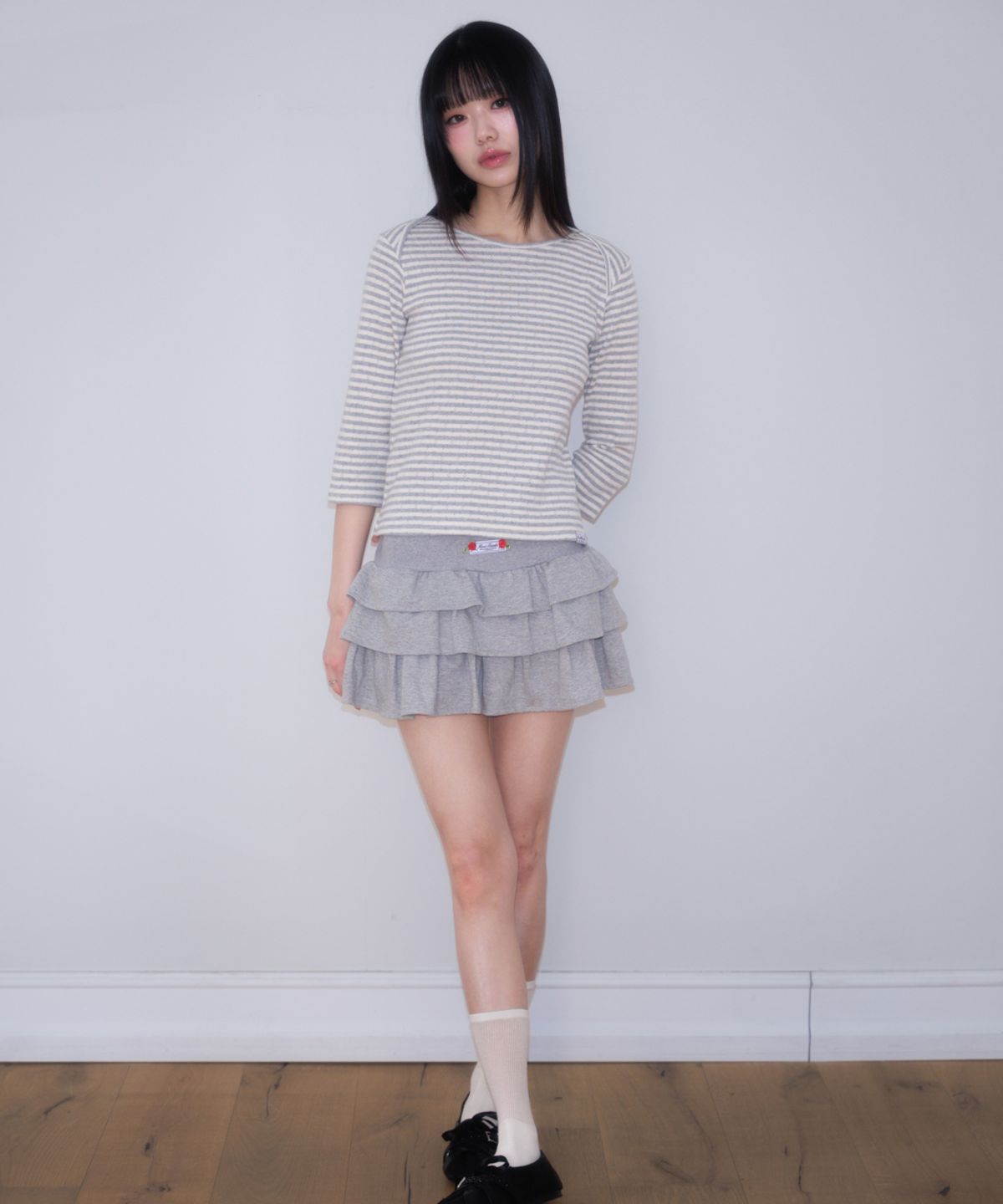 로제프란츠(ROSEFRANTZ) Stripe Three-Quarter Sleeve [Light Gray]