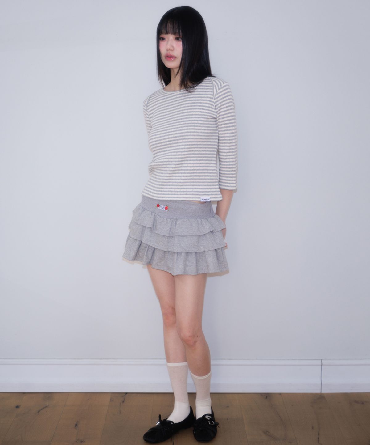 로제프란츠(ROSEFRANTZ) Stripe Three-Quarter Sleeve [Light Gray]