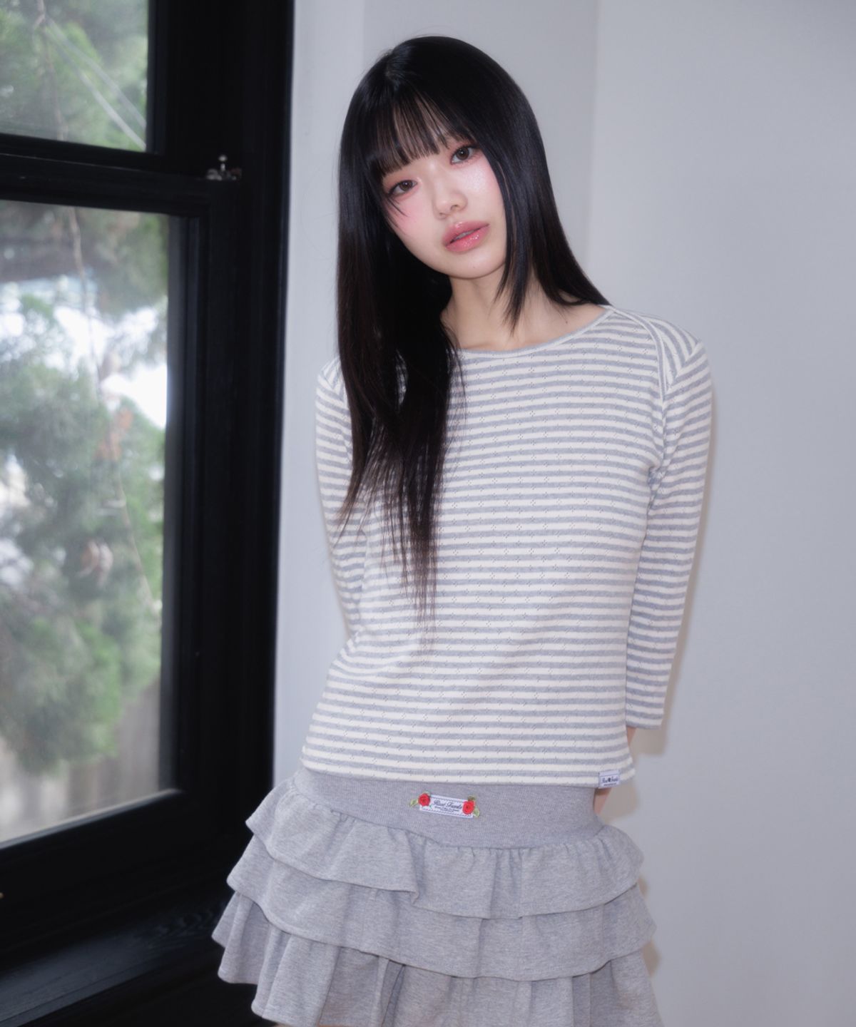 로제프란츠(ROSEFRANTZ) Stripe Three-Quarter Sleeve [Light Gray]