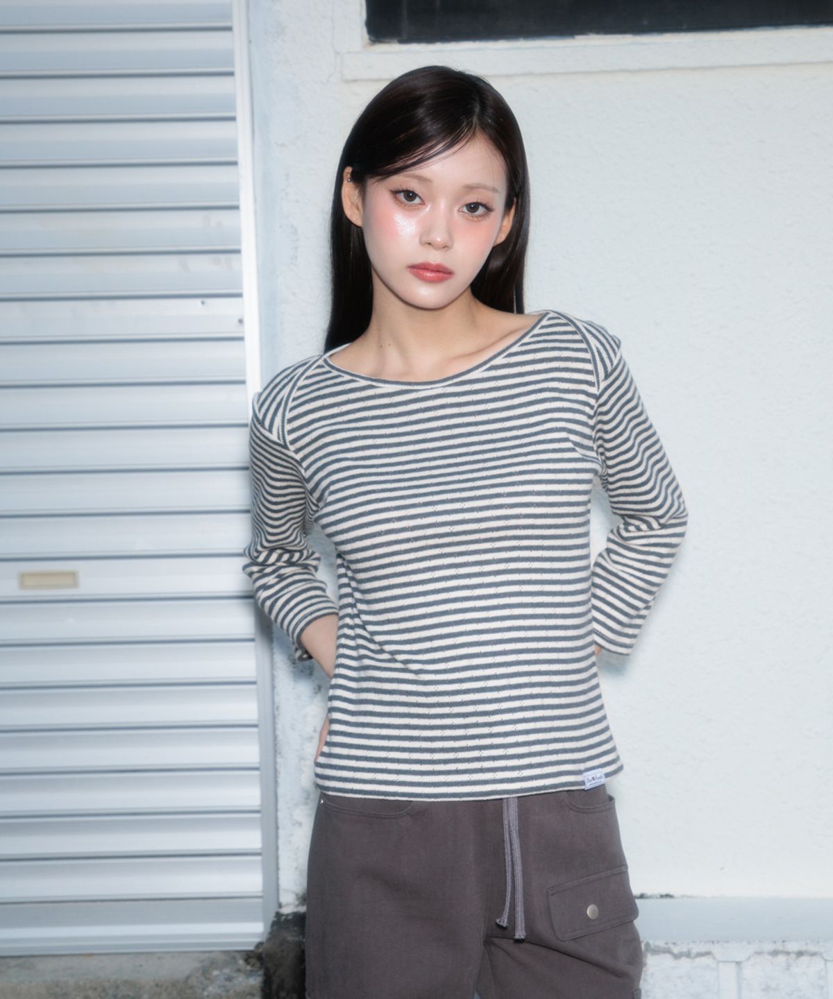 로제프란츠(ROSEFRANTZ) Stripe Three-Quarter Sleeve [Dark Gray]