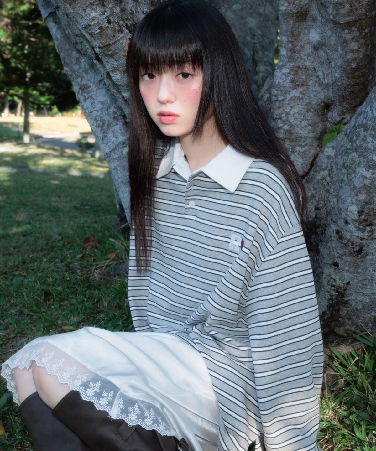 로제프란츠(ROSEFRANTZ) Stripe Collar Long Sleeve [Gray]