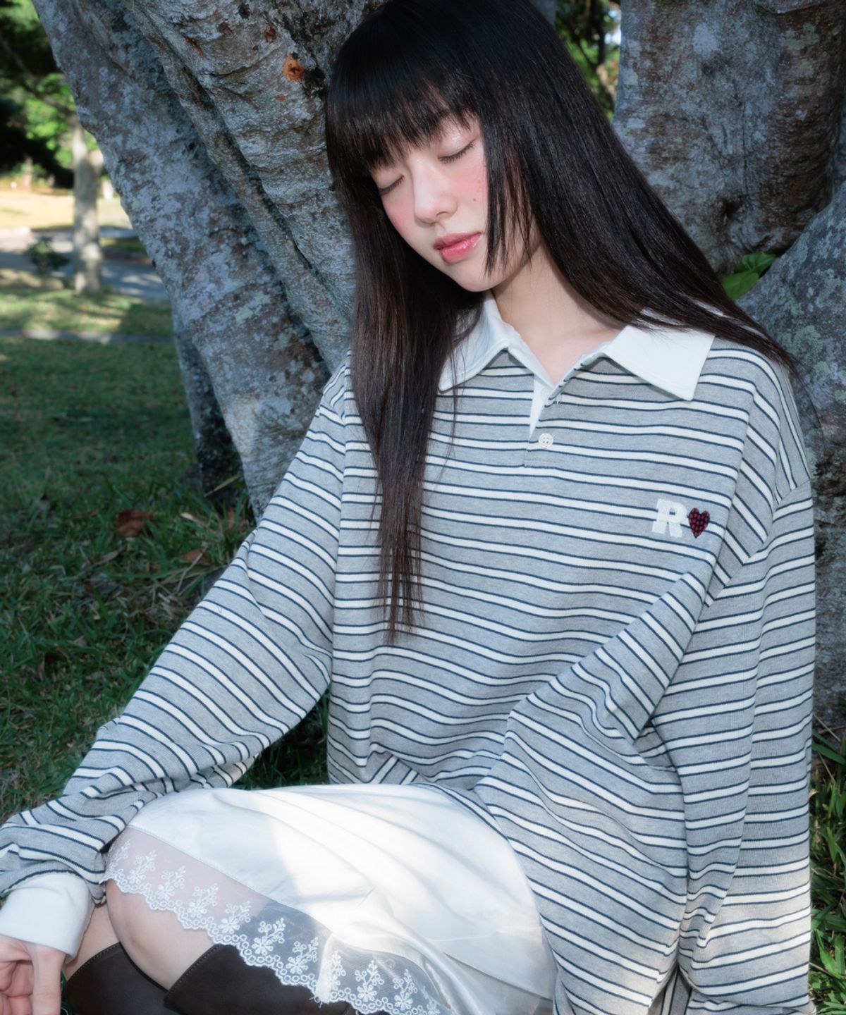 로제프란츠(ROSEFRANTZ) Stripe Collar Long Sleeve [Gray]