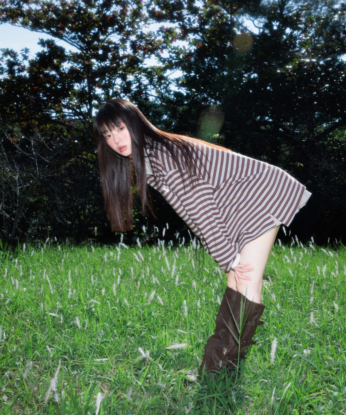 로제프란츠(ROSEFRANTZ) Stripe Collar Long Sleeve [Brown]
