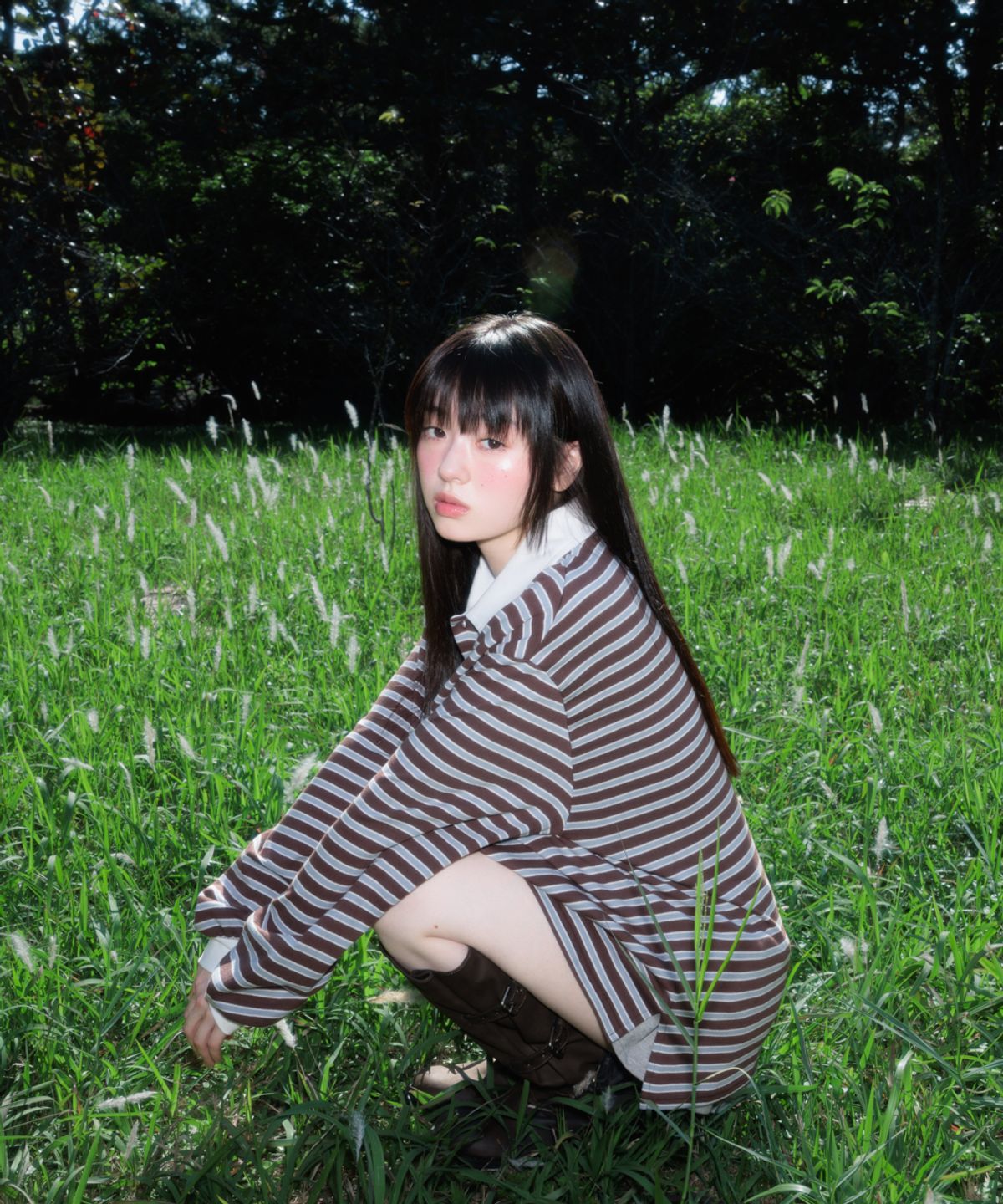 로제프란츠(ROSEFRANTZ) Stripe Collar Long Sleeve [Brown]