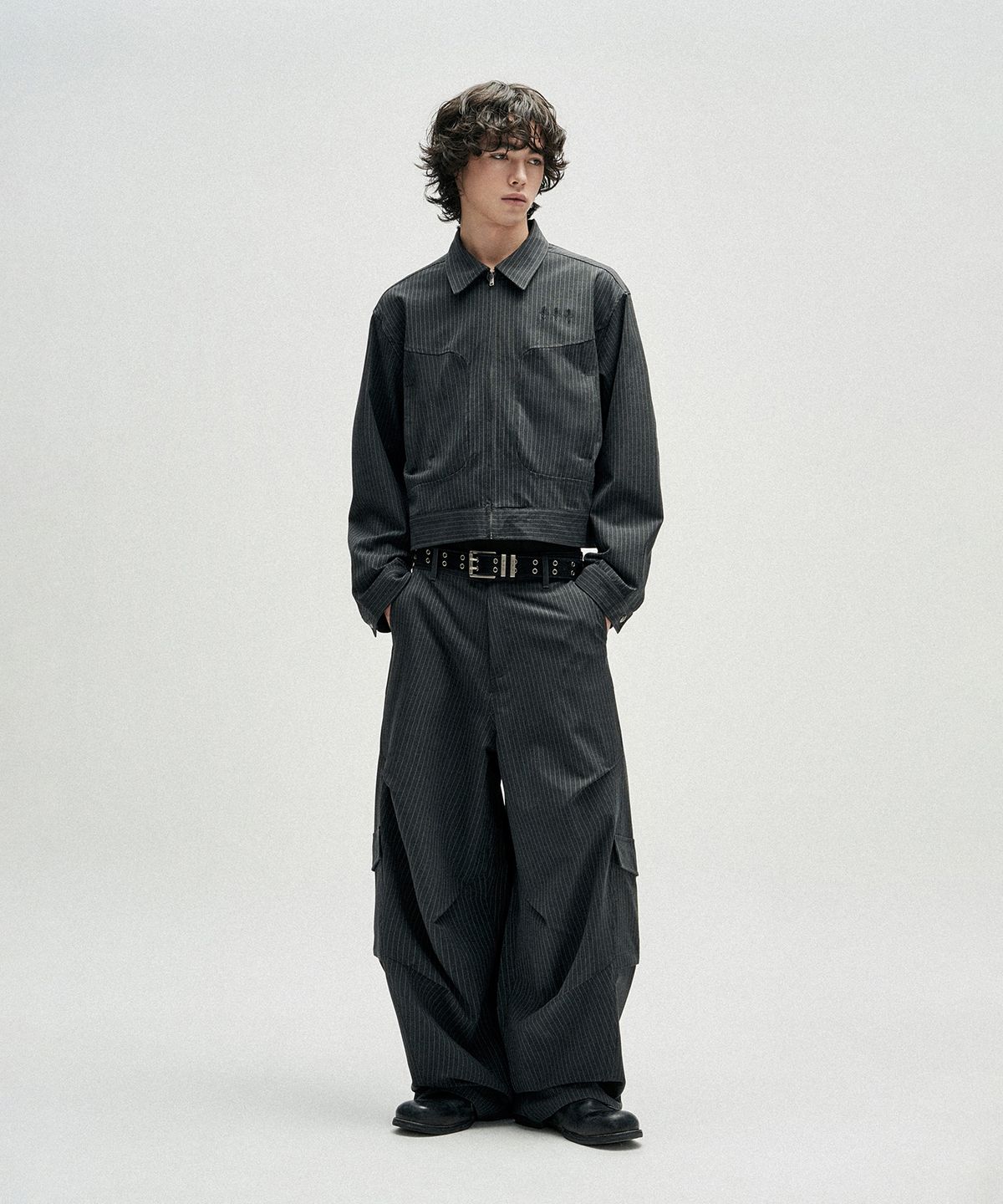 낫포너드(NOT4NERD) TR Stripe Curved Pants - Charcoal