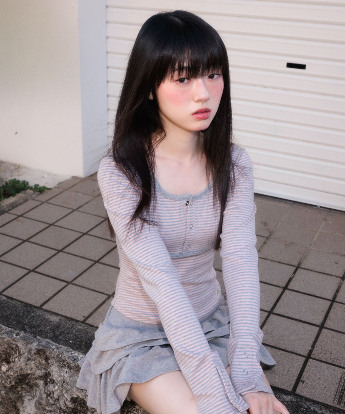 로제프란츠(ROSEFRANTZ) Button Stripe Long Sleeve [Pink]