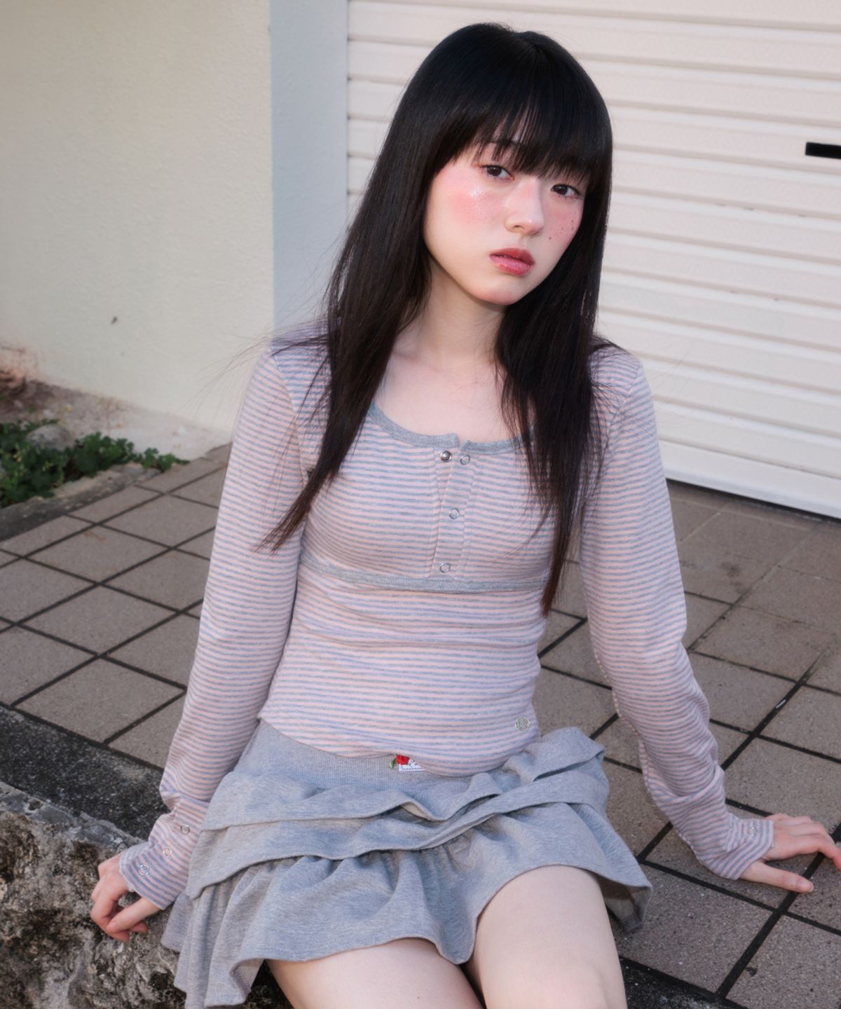 로제프란츠(ROSEFRANTZ) Button Stripe Long Sleeve [Pink]