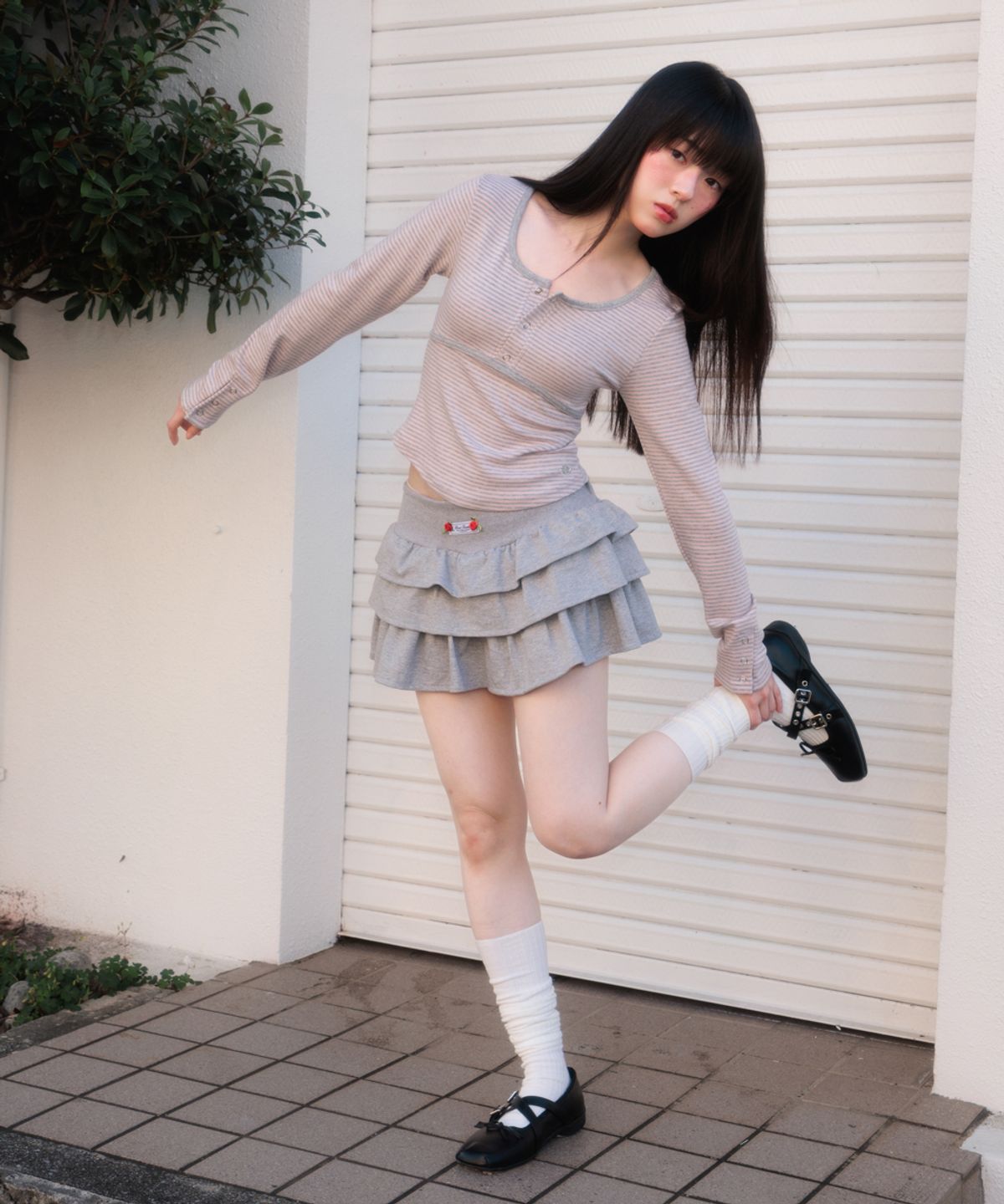 로제프란츠(ROSEFRANTZ) Button Stripe Long Sleeve [Pink]