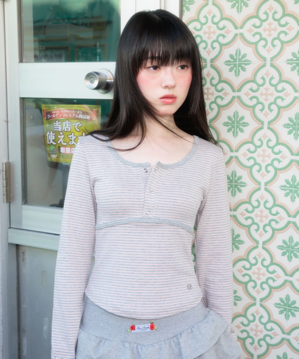 로제프란츠(ROSEFRANTZ) Button Stripe Long Sleeve [Pink]