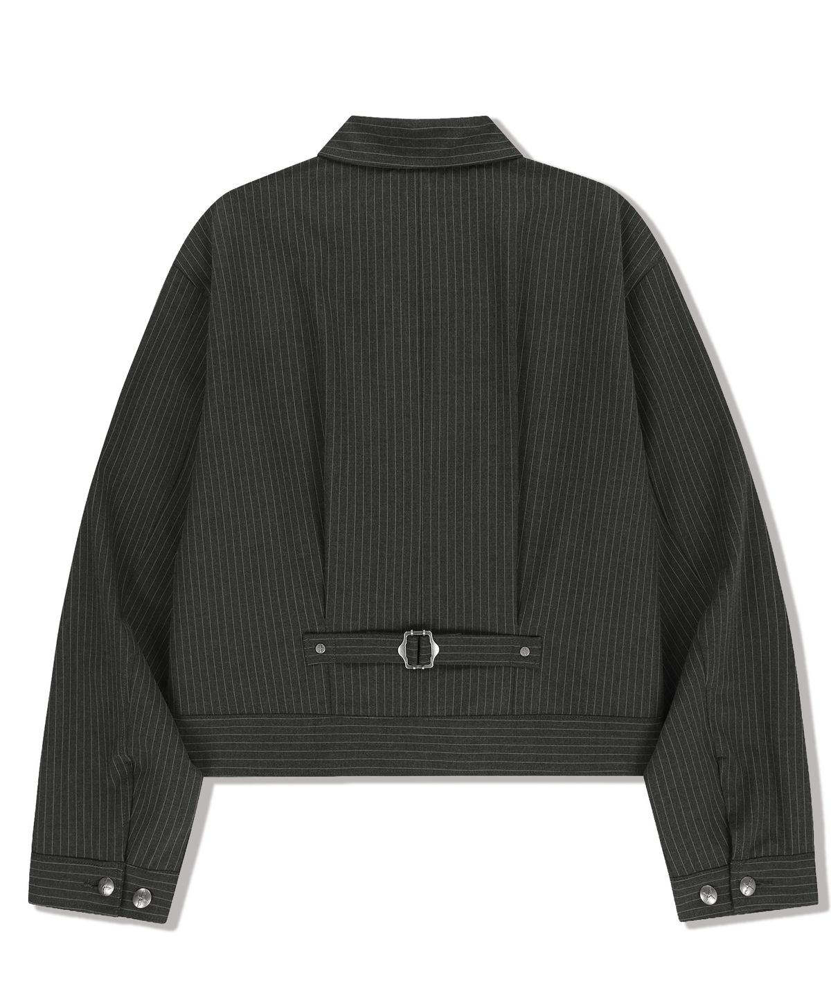 낫포너드(NOT4NERD) TR Stripe Cinch Back Crop Jacket - Charcoal