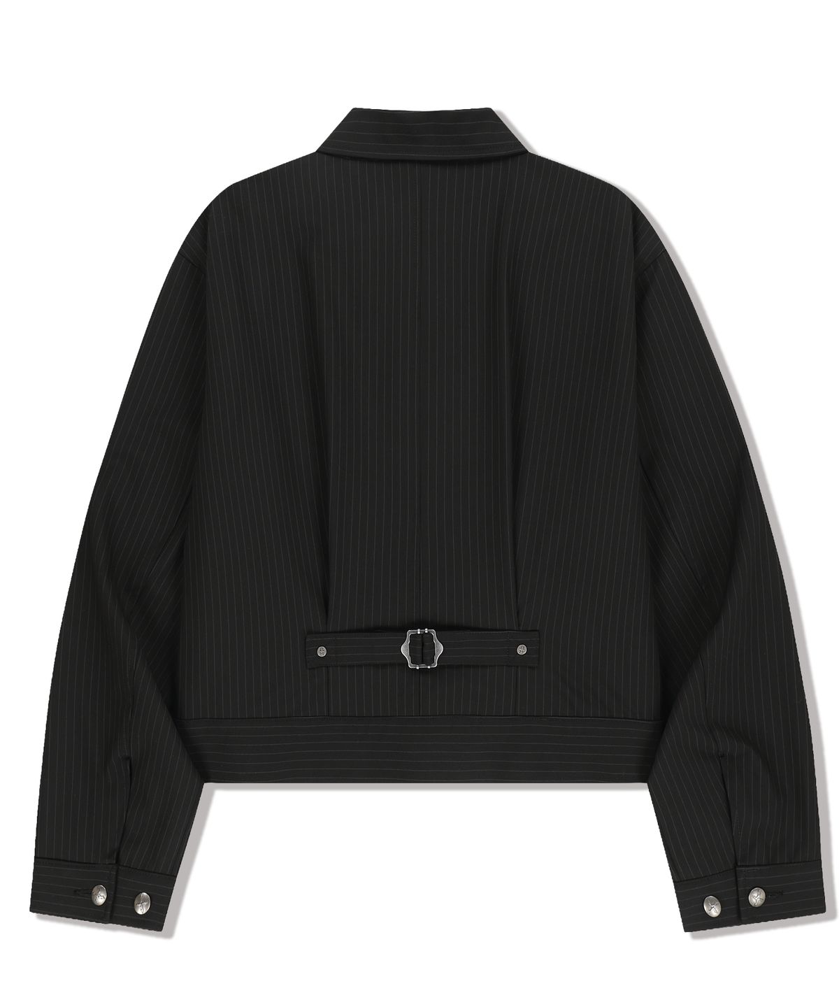 낫포너드(NOT4NERD) TR Stripe Cinch Back Crop Jacket - Black