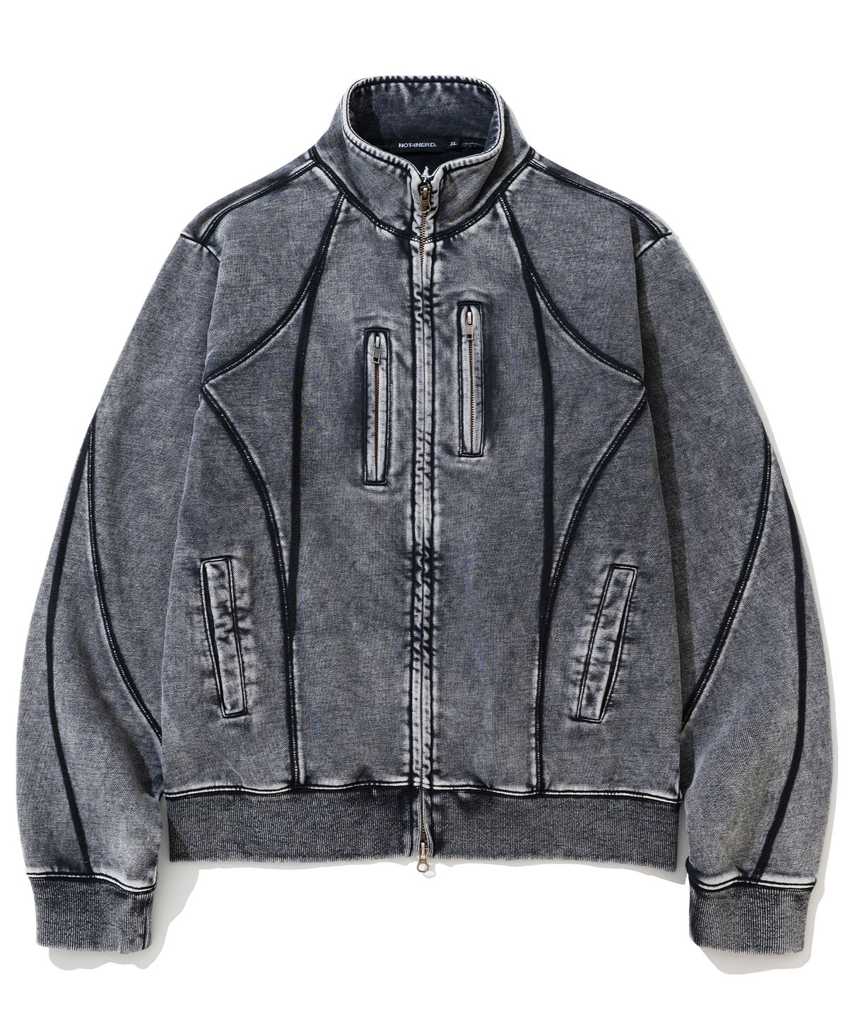 낫포너드(NOT4NERD) Tie Dye Incision High Neck Zip Up - Black