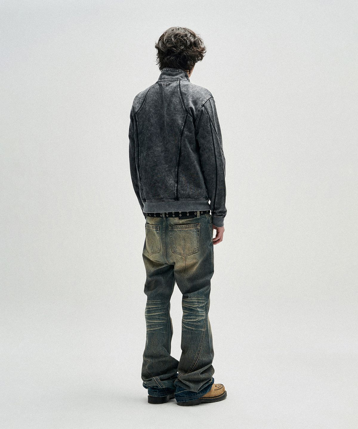 낫포너드(NOT4NERD) Tie Dye Incision High Neck Zip Up - Black