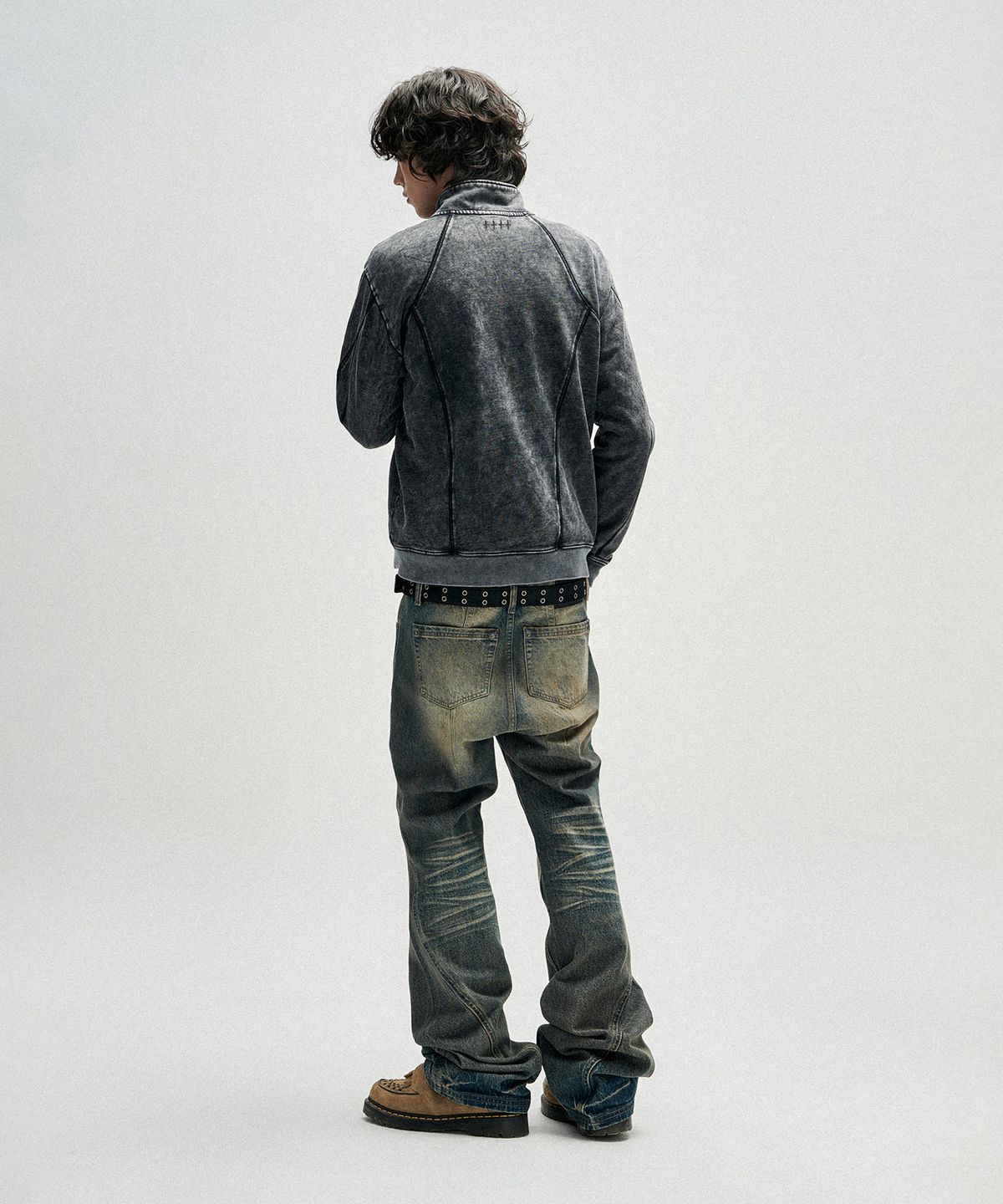 낫포너드(NOT4NERD) Tie Dye Incision High Neck Zip Up - Black