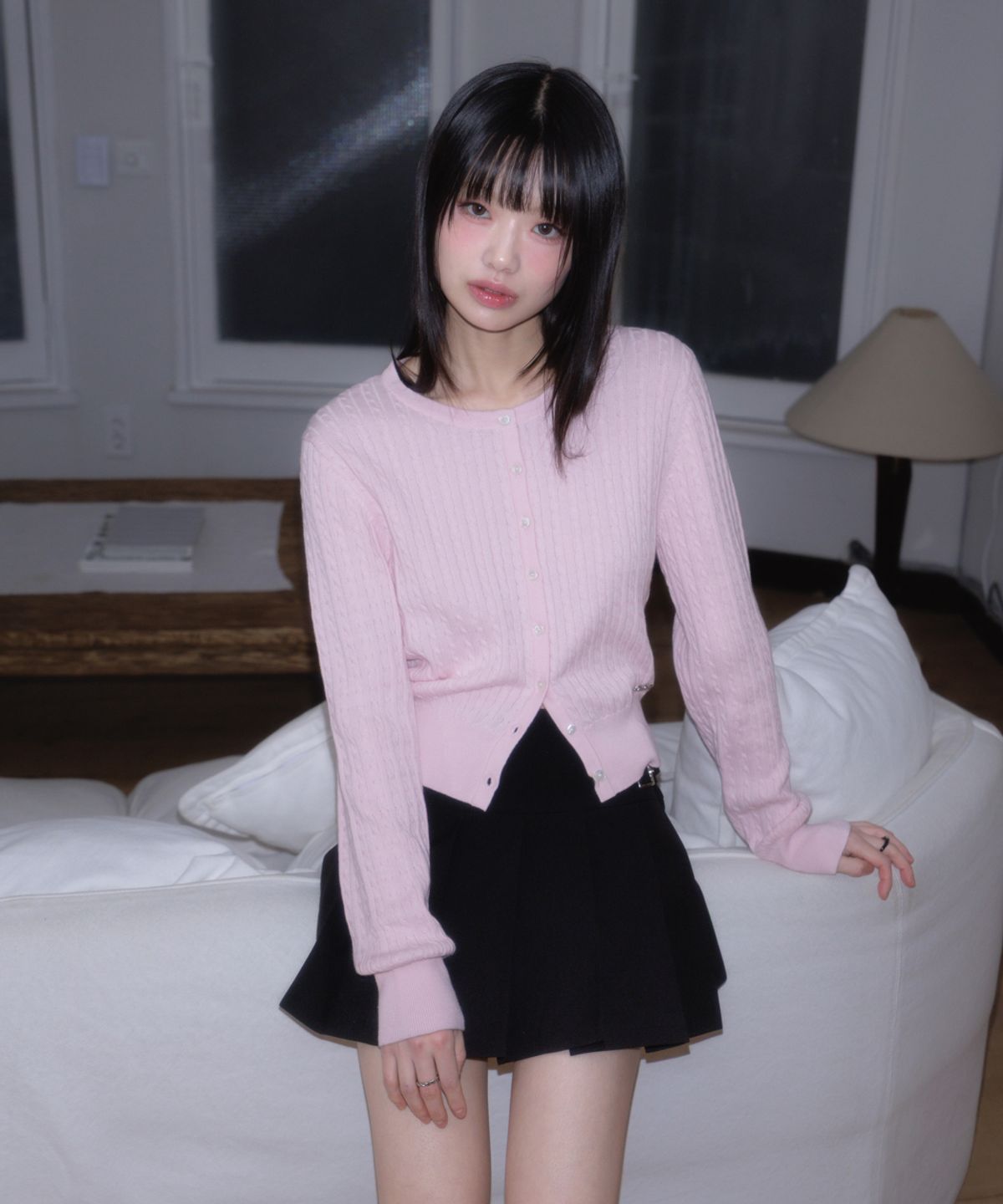 로제프란츠(ROSEFRANTZ) Double Buckle Pleat Mini Skirt [Black]