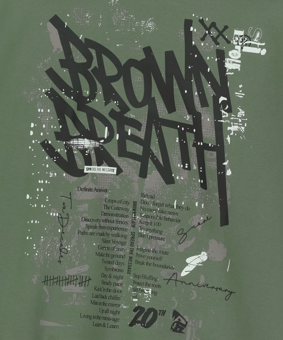 브라운브레스(BROWNBREATH) 20TH ANNIV TAG HOODIE - OLIVE